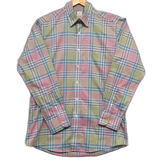 Sero by Forsyth Men's Long Sleeve Shirt Plaid Pink Green Front Pocket Size M - Picture 1 of 9